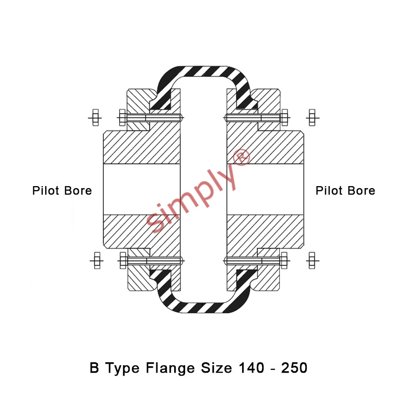 Major Branded F140B/F140B Pilot Bored Tyre Drive Coupling Assembly with Natural Rubber Tyre