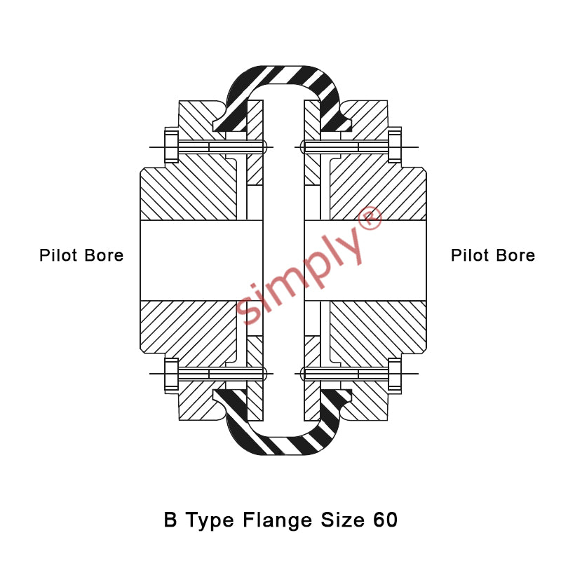 Major Branded F60B/F60B Pilot Bored Tyre Drive Coupling Assembly with Fire Resistant Antistatic (F.R.A.S) Tyre