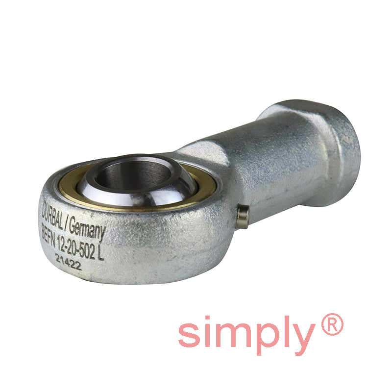 Durbal BEFN12-20-502 Maintenance Required Left Hand Metric Steel Female Rod End M12 Thread
