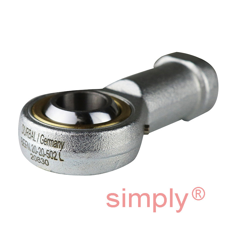 Durbal BEFN20-20-502 Maintenance Required Left Hand Metric Steel Female Rod End M20x1.5 Thread