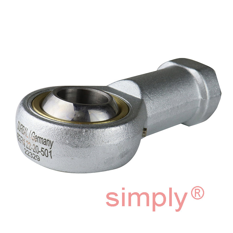 Durbal BEFN22-20-501 Maintenance Required Right Hand Metric Steel Female Rod End M22x1.5 Thread