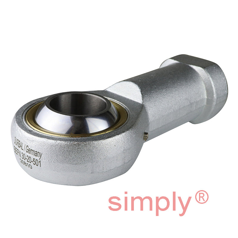 Durbal BEFN30-20-501 Maintenance Required Right Hand Metric Steel Female Rod End M30x2 Thread