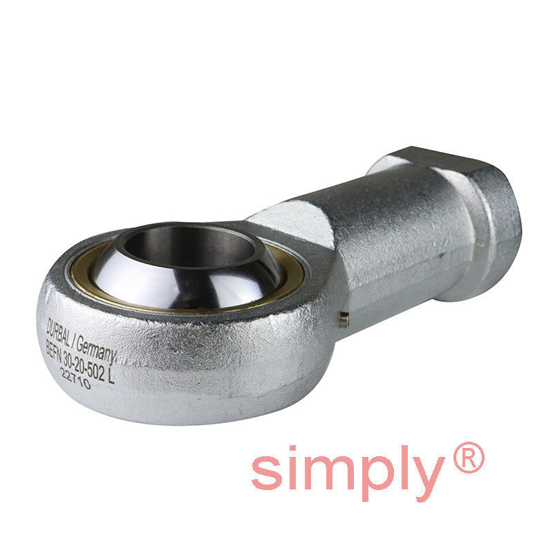 Durbal BEFN30-20-502 Maintenance Required Left Hand Metric Steel Female Rod End M30x2 Thread