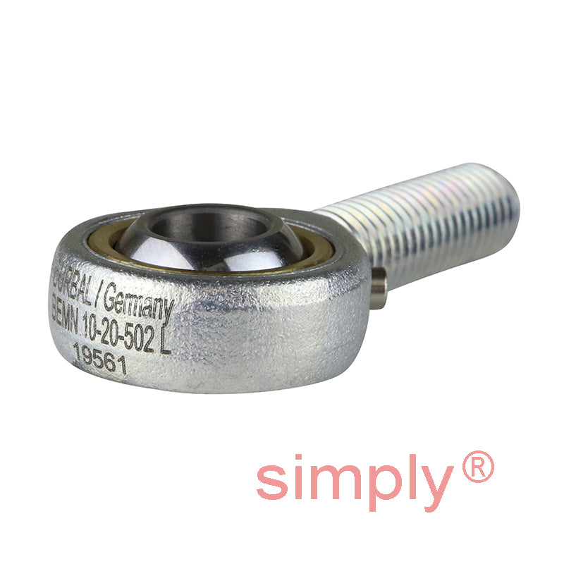 Durbal BEMN10-20-502 Maintenance Required Left Hand Metric Steel Male Rod End M10 Thread