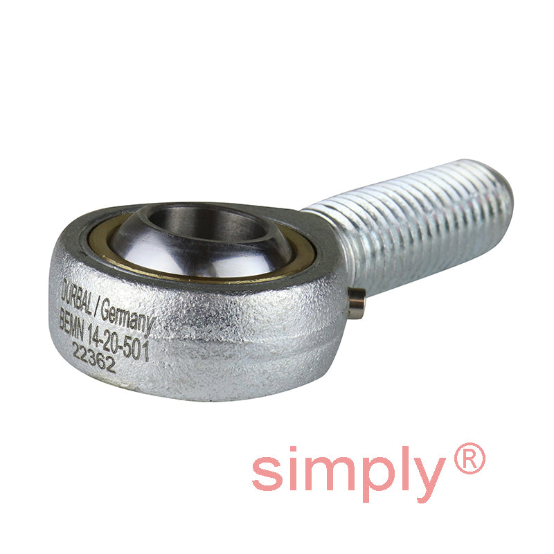 Durbal BEMN14-20-501 Maintenance Required Right Hand Metric Steel Male Rod End M14 Thread