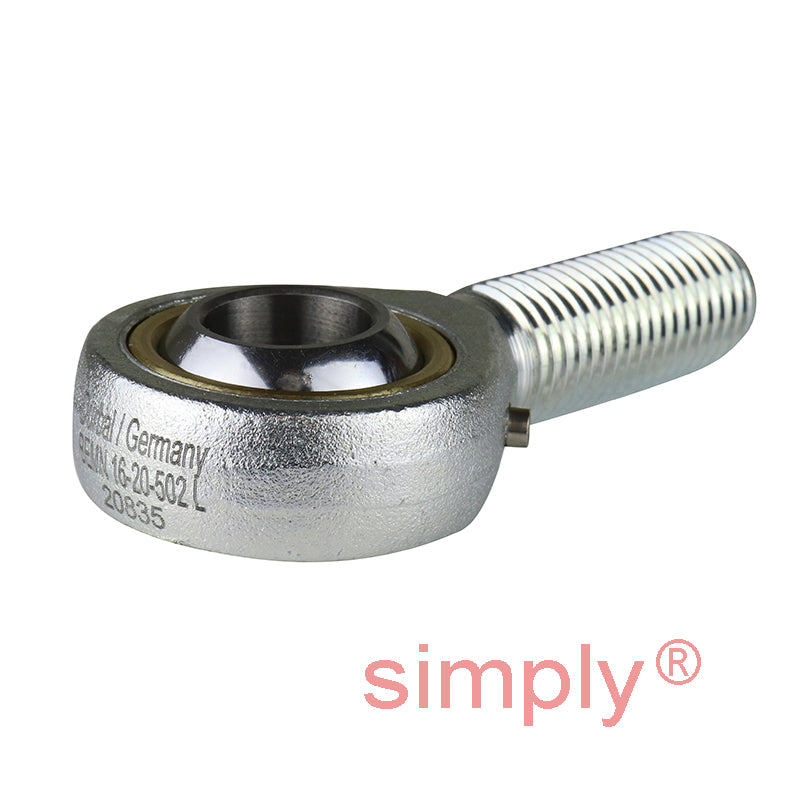 Durbal BEMN16-20-502 Maintenance Required Left Hand Metric Steel Male Rod End M16 Thread