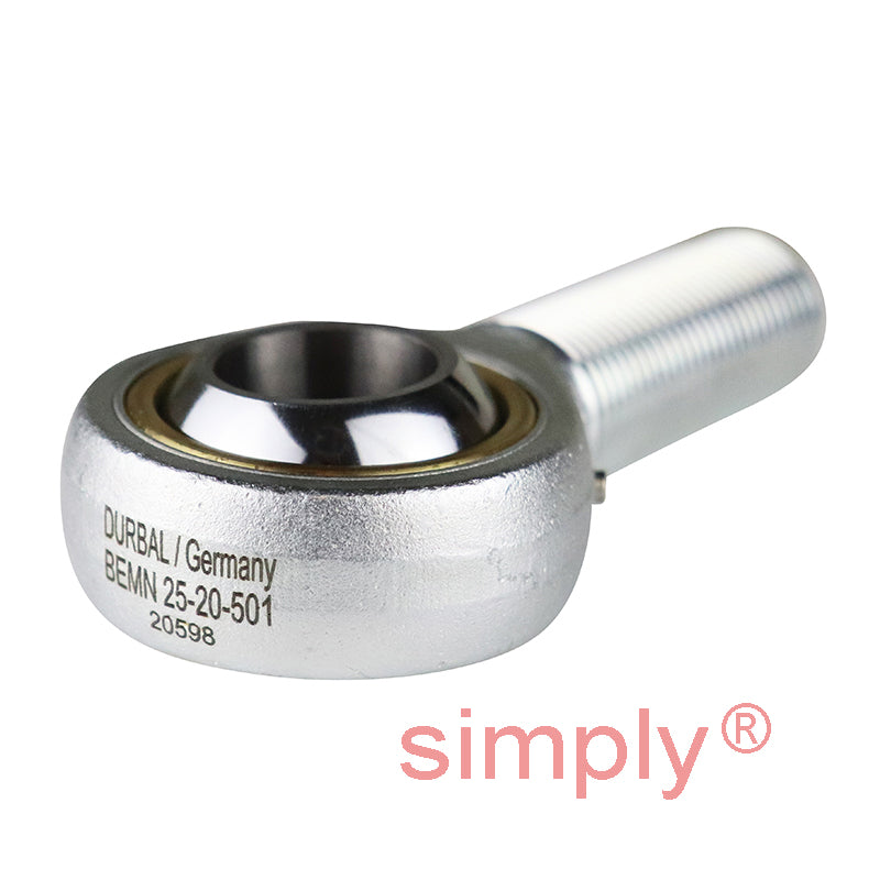 Durbal BEMN25-20-501 Maintenance Required Right Hand Metric Steel Male Rod End M24x2 Thread