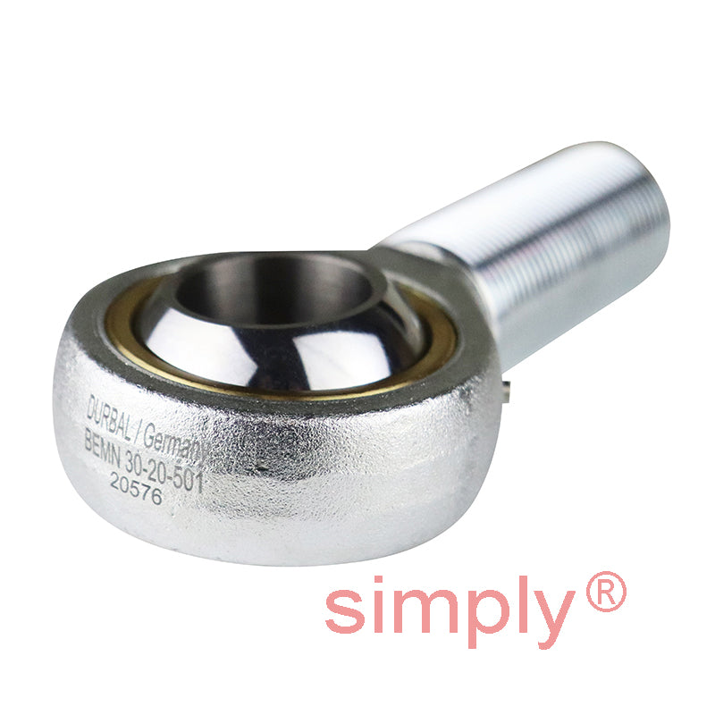 Durbal BEMN30-20-501 Maintenance Required Right Hand Metric Steel Male Rod End M30x2 Thread