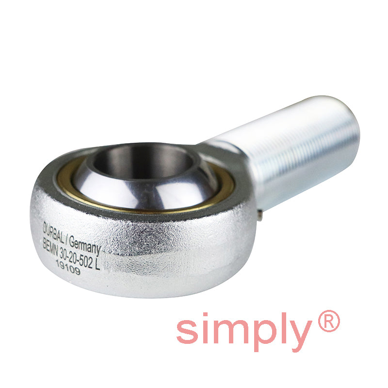 Durbal BEMN30-20-502 Maintenance Required Left Hand Metric Steel Male Rod End M30x2 Thread