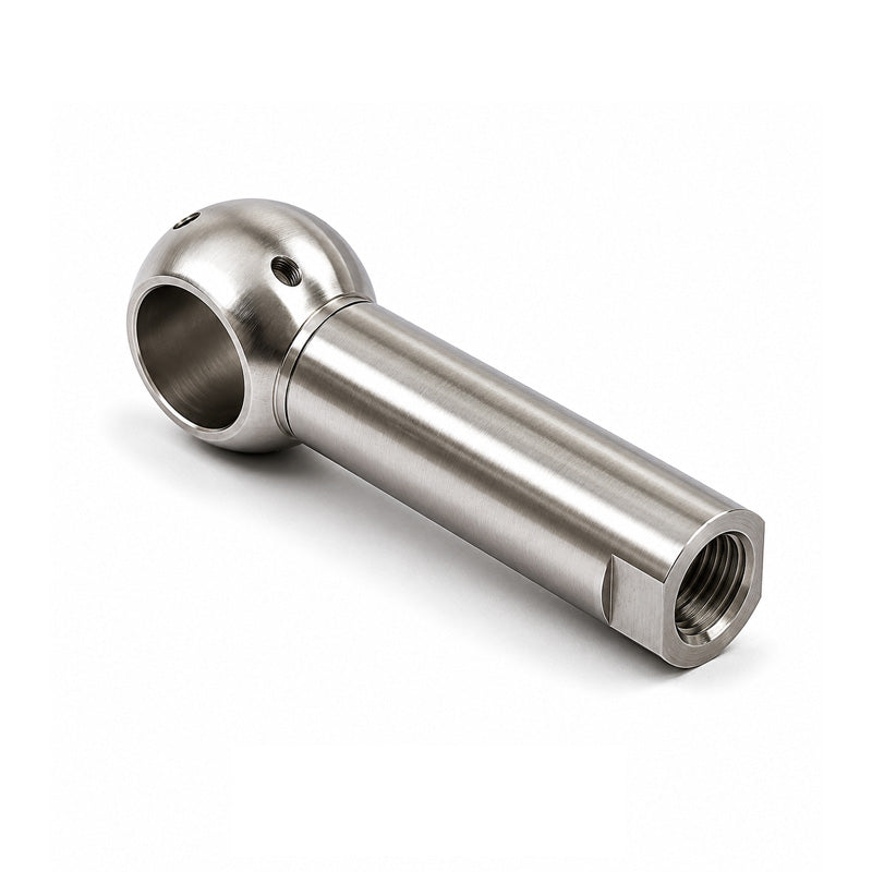 Chiavette BL10SS Right Hand Stainless Steel Long Ball Socket with Internal Snap Ring and Holes for Safety Clip 10mm Ball Diameter M6 Thread - Allow 2-3 Days