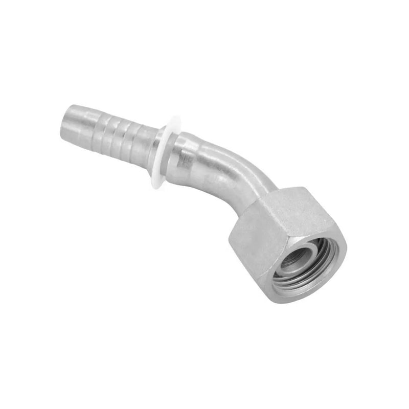 FLEXEQUIP/VOSS 1-1/2 inch BSP Female Two Piece Hose Fitting with O-Ring 45 Degree Angle 60 Degree Cone and 27mm Crimp Nut - Allow 2-3 Days