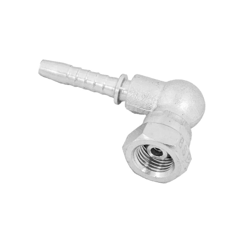 FLEXEQUIP/VOSS 1 inch BSP Female Two Piece Hose Fitting with 90 Degree Angle Elbow and 27mm Crimp Nut - Allow 2-3 Days