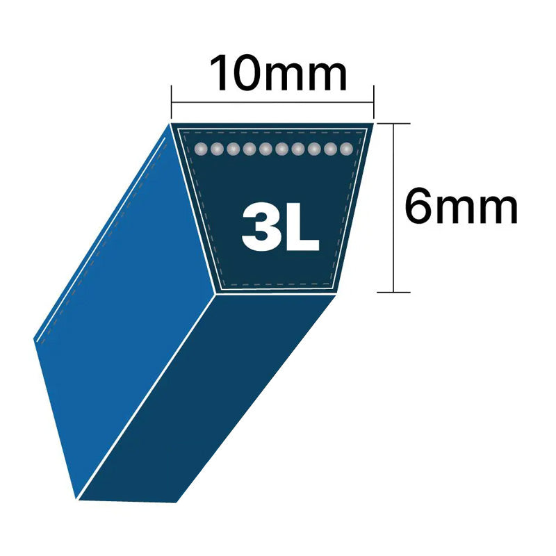 DRY-3L600K 3L Section 10x6mm Blue Cotton Dry Cover Kevlar Re-inforced Mower Wrapped V-Belt