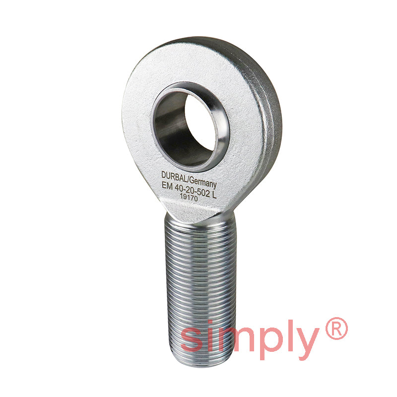Durbal EM40-20-502 Maintenance Free Left Hand Metric Steel / PTFE Lined Male Rod End M42x3 Thread