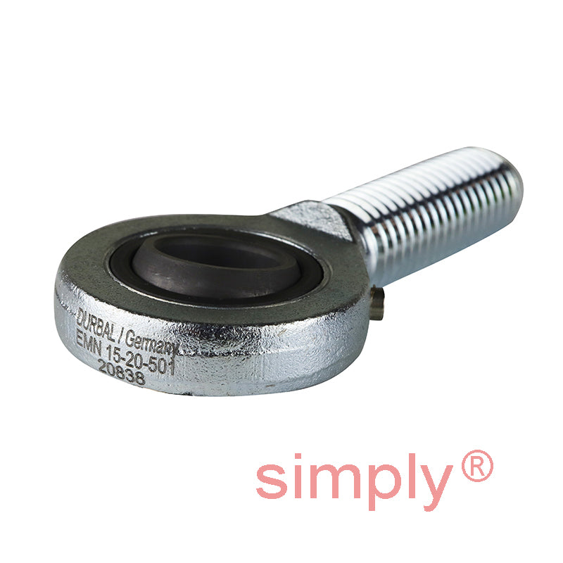 Durbal EMN15-20-501 Maintenance Required Right Hand Metric Steel Male Rod End M14 Thread