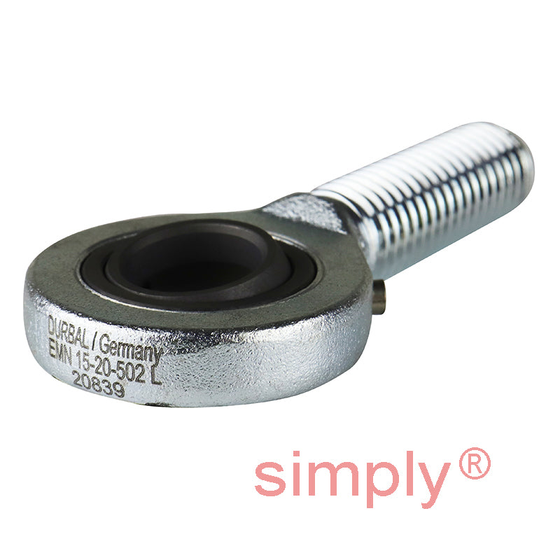 Durbal EMN15-20-502 Maintenance Required Left Hand Metric Steel Male Rod End M14 Thread