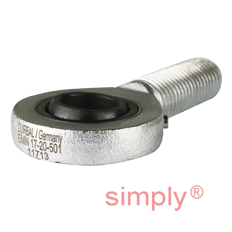 Durbal EMN17-20-501 Maintenance Required Right Hand Metric Steel Male Rod End M16 Thread