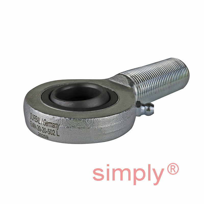 Durbal EMN20-20-502 Maintenance Required Left Hand Metric Steel Male Rod End M20x1.5 Thread