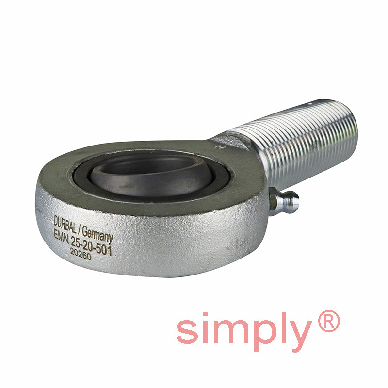 Durbal EMN25-20-501 Maintenance Required Right Hand Metric Steel Male Rod End M24x2 Thread