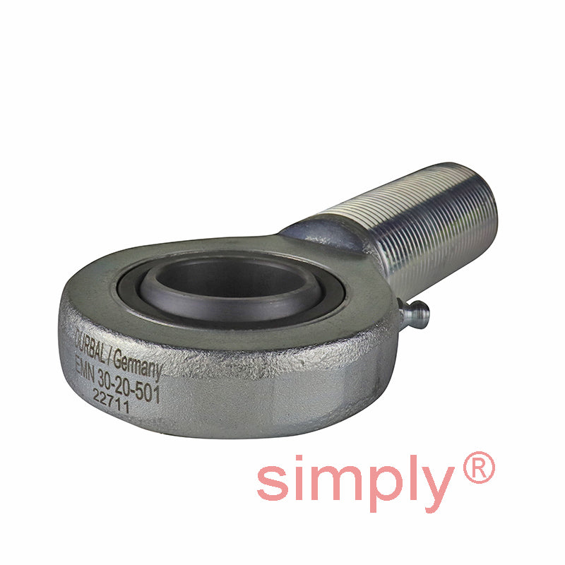 Durbal EMN30-20-502 Maintenance Required Left Hand Metric Steel Male Rod End M30x2 Thread