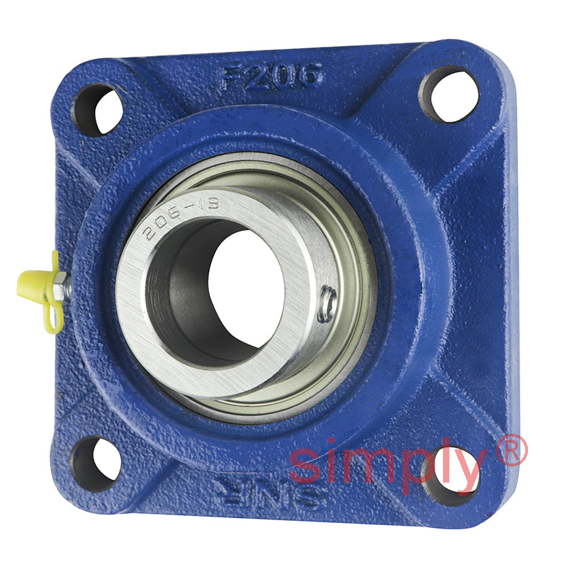 SNR ESF206-19 Imperial Four Bolt Square Cast Iron Flange Housing with Eccentric Collar 1-3/16 inch Bore