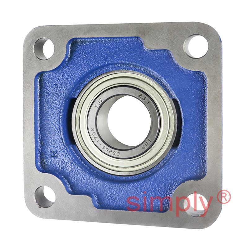 SNR ESF206-19 Imperial Four Bolt Square Cast Iron Flange Housing with Eccentric Collar 1-3/16 inch Bore