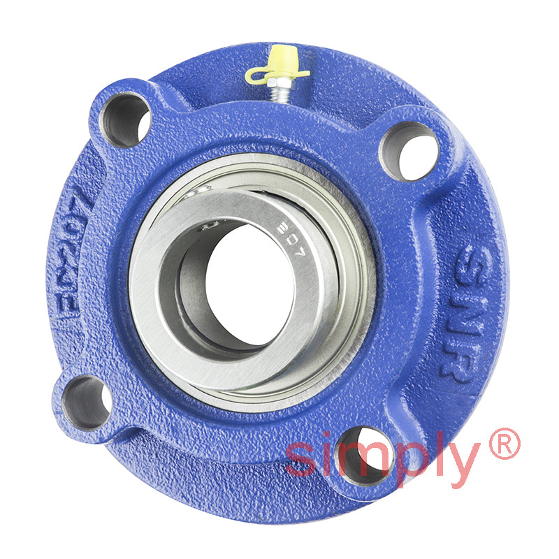 SNR ESFC207 Metric Four Bolt Cast Iron Round Flanged Housing with 35mm Eccentric Collar Insert