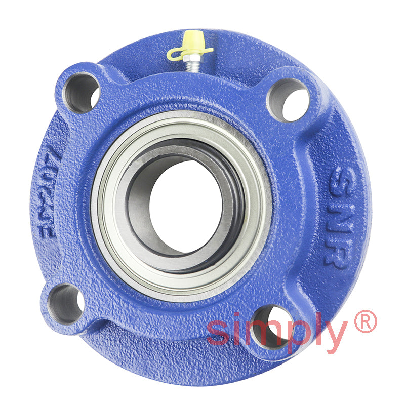 SNR ESFC207 Metric Four Bolt Cast Iron Round Flanged Housing with 35mm Eccentric Collar Insert