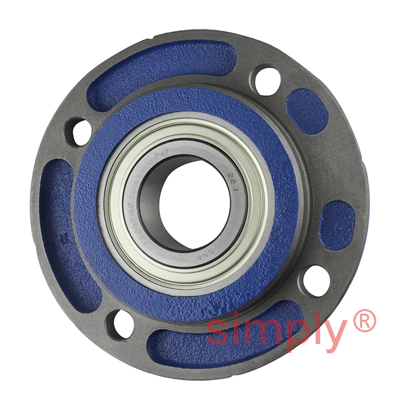 SNR ESFCE207 Metric Four Bolt Cast Iron Round Flanged Housing with 35mm Eccentric Collar Insert