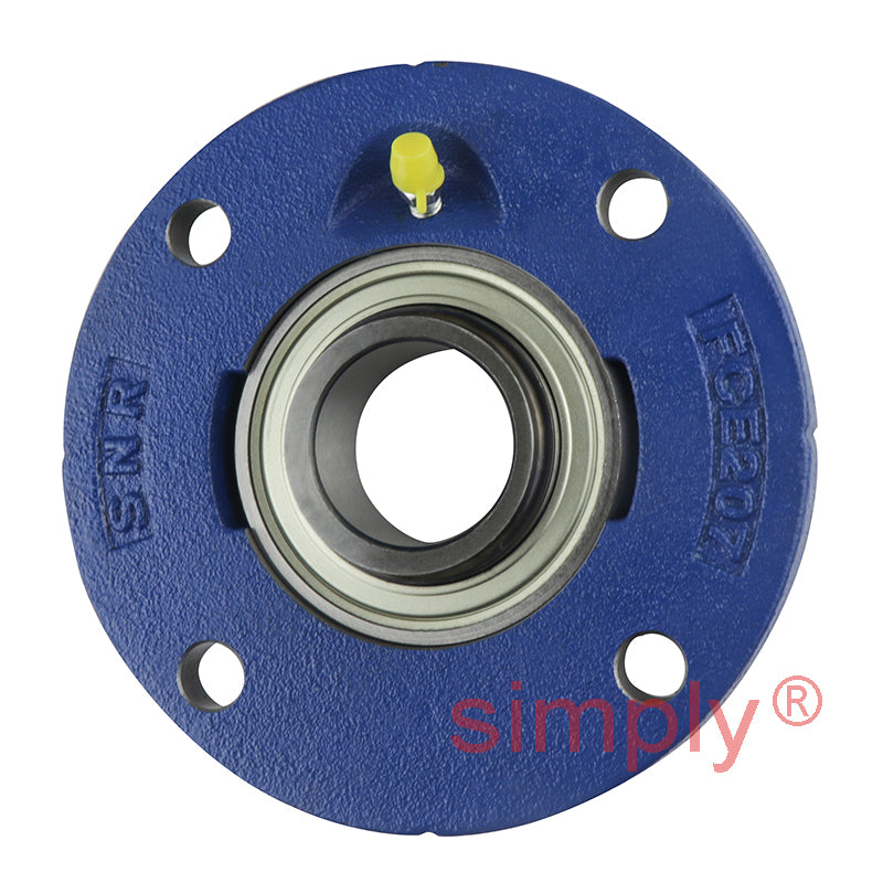 SNR ESFCE207 Metric Four Bolt Cast Iron Round Flanged Housing with 35mm Eccentric Collar Insert