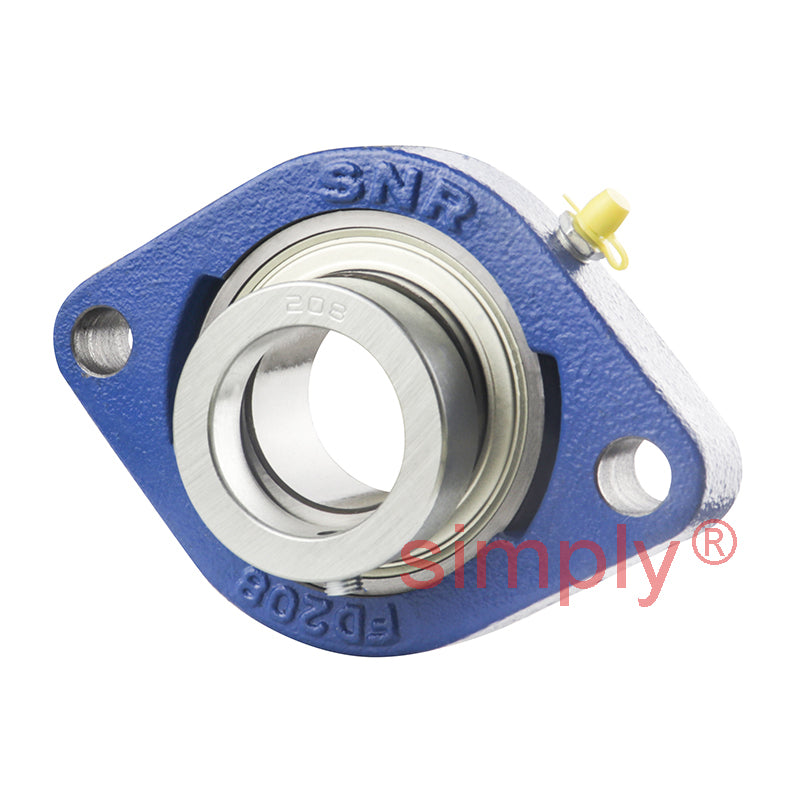 SNR ESFD208 Metric Two Bolt Cast Iron Oval Housing with 40mm Bore Eccentric Collar Insert