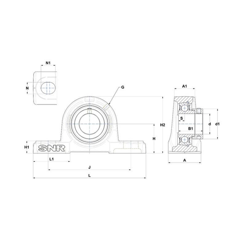 SNR ESP210 Metric Cast Iron Two Bolt Pillow / Plummer Block Housing with 50mm Eccentric Collar Insert - Allow 2-3 Days