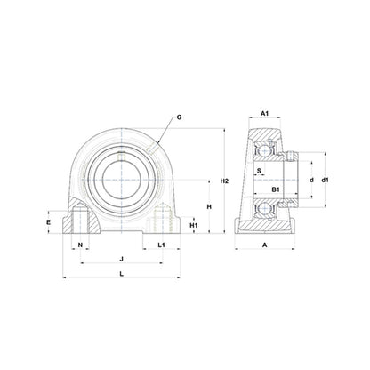 SNR ESPA207 Threaded Base Small Footprint Metric Pillow / Plummer Block Housing with Eccentric Collar Insert 35mm Bore - Allow 2-3 Days