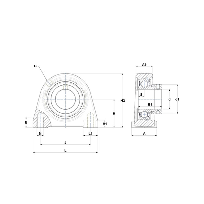 SNR ESPAE205N Threaded Base Small Footprint Metric Pillow / Plummer Block Housing with Eccentric Collar Insert 25mm Bore - Allow 2-3 Days