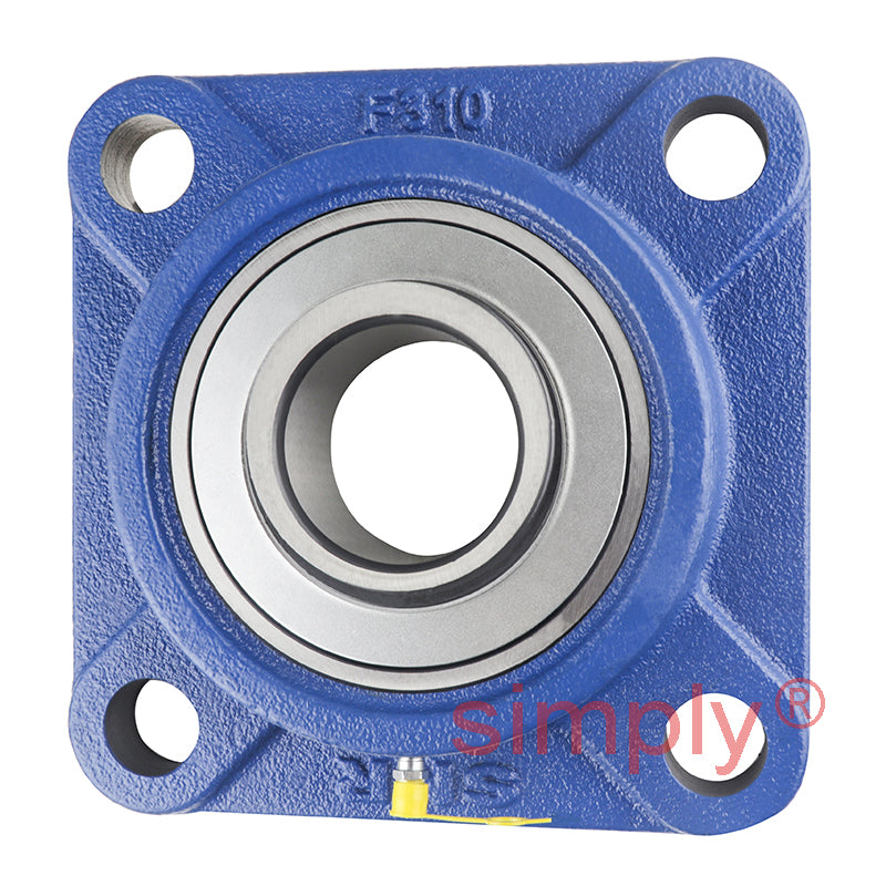 SNR EXF310 Metric Four Bolt Square Cast Iron Flange Housing with 50mm Bore Eccentric Collar Insert