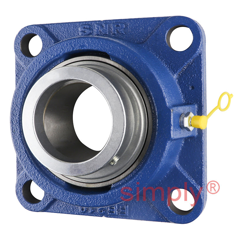 SNR EXFE204 Metric Four Bolt Square Cast Iron Flange Housing with 20mm Bore Eccentric Collar Insert - Allow 2-3 Days