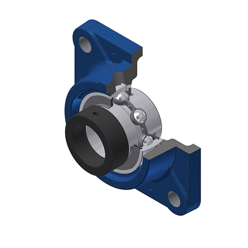 SNR EXFE211 Metric Four Bolt Square Cast Iron Flange Housing with 55mm Bore Eccentric Collar Insert - Allow 2-3 Days