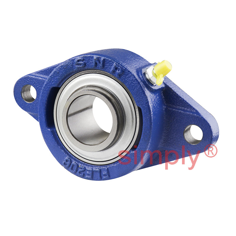 SNR EXFLE206 Metric Two Bolt Cast Iron Oval Housing with 30mm Bore Eccentric Collar Insert