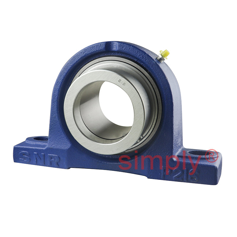 SNR EXP216 Metric Cast Iron Two Bolt Pillow / Plummer Block Housing with 80mm Eccentric Collar Insert