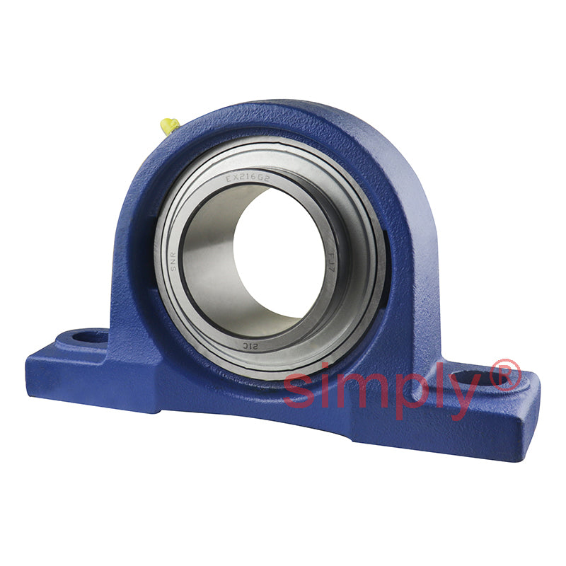 SNR EXP216 Metric Cast Iron Two Bolt Pillow / Plummer Block Housing with 80mm Eccentric Collar Insert