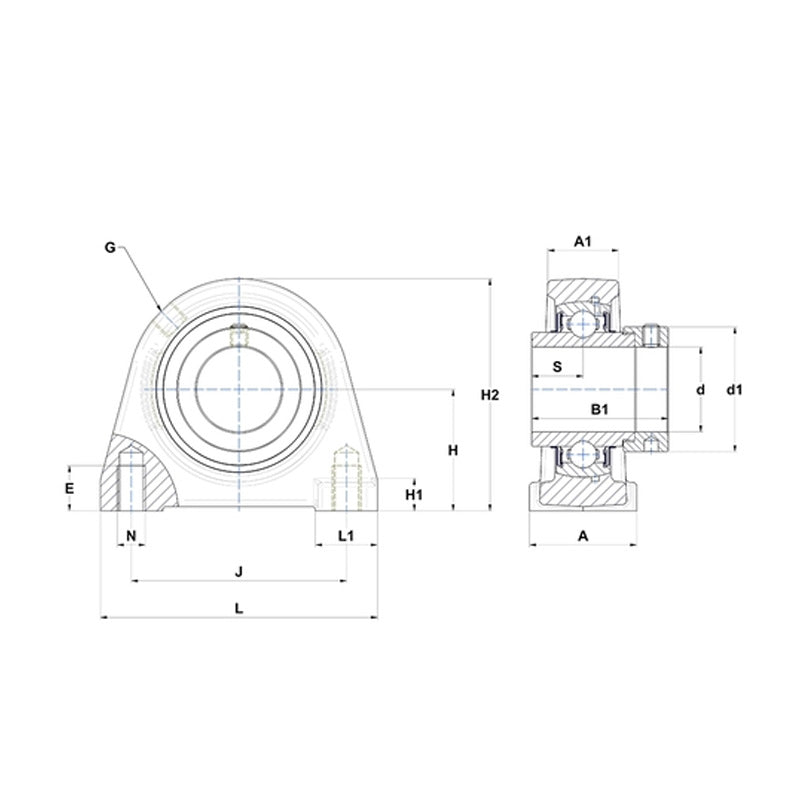 SNR EXPAE210 Threaded Base Small Footprint Metric Pillow / Plummer Block Housing with Eccentric Collar Insert 50mm Bore - Allow 2-3 Days