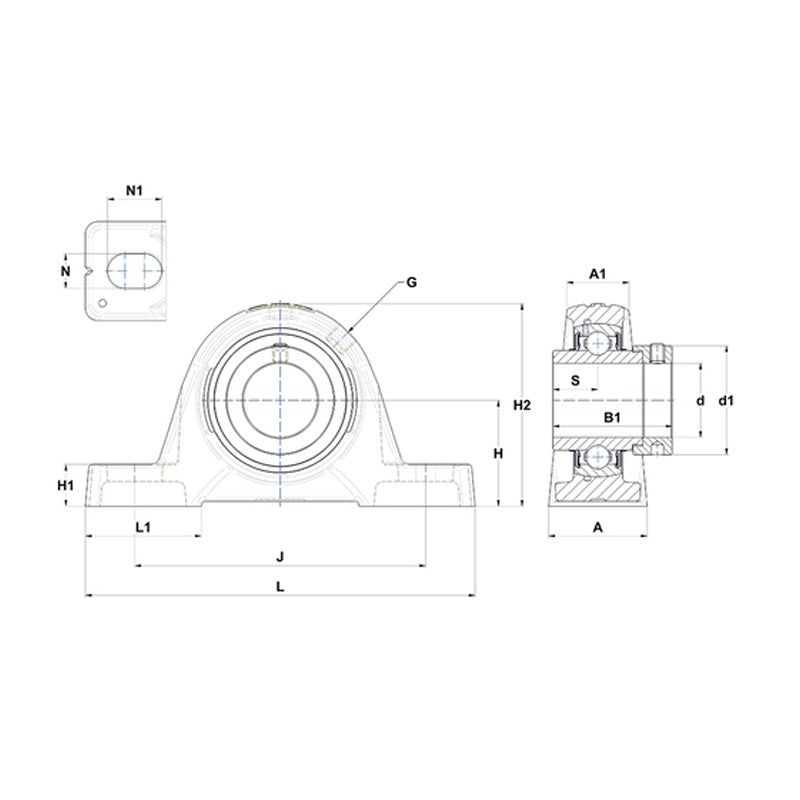 SNR EXPE207 Metric Cast Iron Two Bolt Pillow / Plummer Block Housing with 35mm Eccentric Collar Insert - Allow 2-3 Days