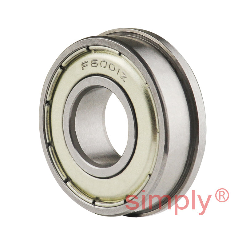 F6001ZZ Budget Metal Shielded Flanged Thin Section Deep Groove Ball Bearing 12x28x8mm