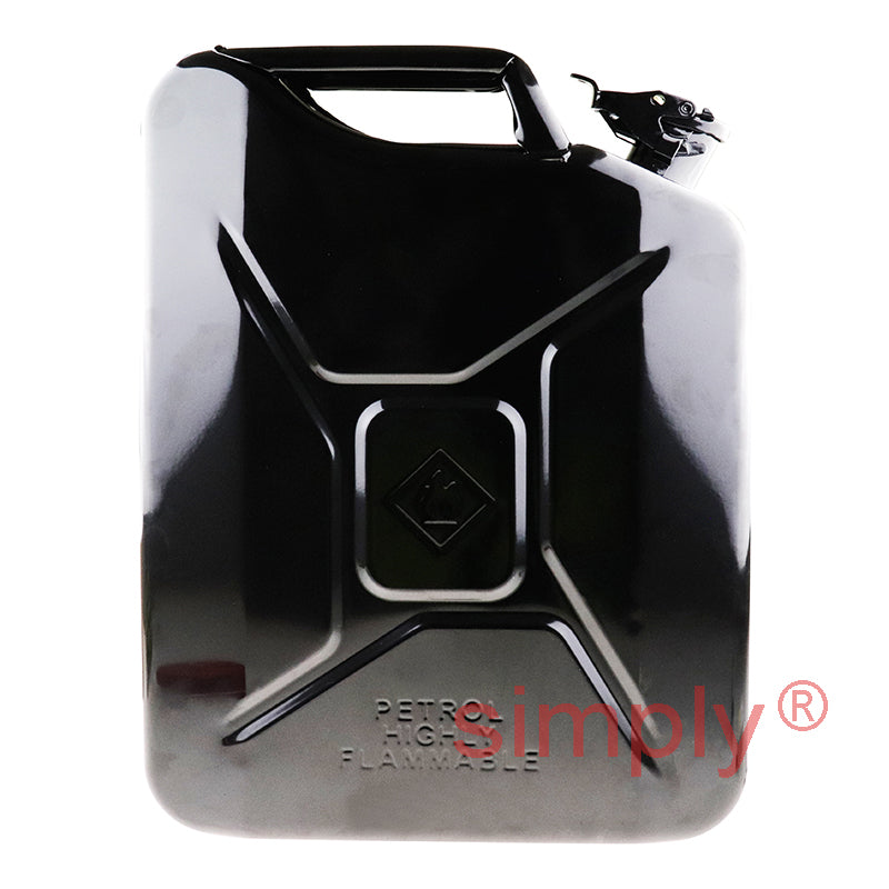FCB20 Rugged Heavy Duty Metal Fuel Can 20L Black for Petrol Diesel Oil Kerosene Paraffin Gasoline etc