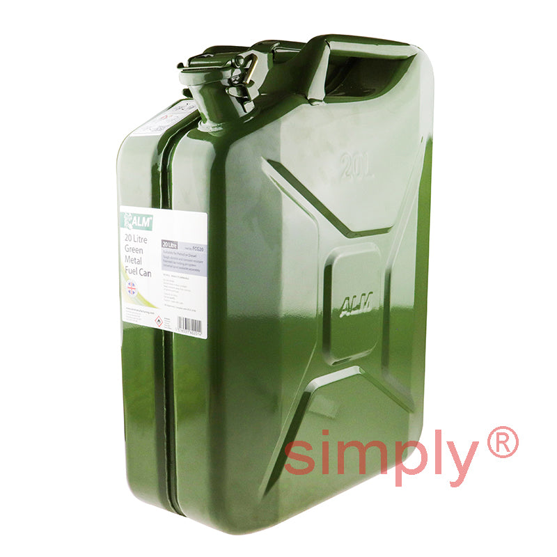 FCG20 Rugged Heavy Duty Metal Fuel Can 20L Green for Petrol Diesel Oil Kerosene Paraffin Gasoline etc