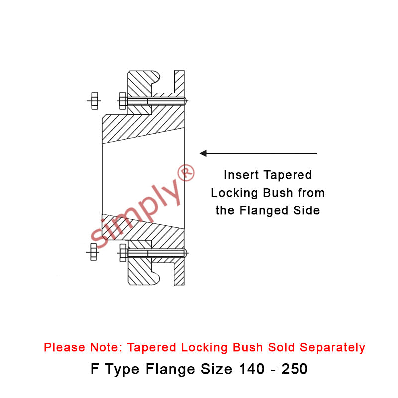 Major Branded F140F-MB Drive Coupling Inner Tapered Locking Bush Type Max Bush Bore 100mm / 4 inch