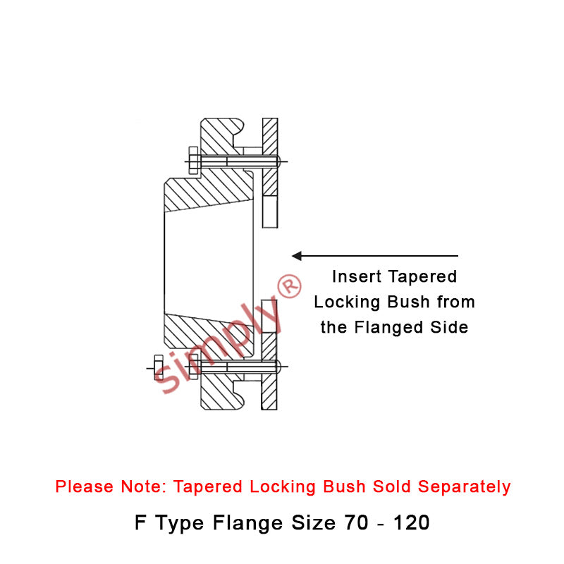 Major Branded F80F-MB Drive Coupling Inner Tapered Locking Bush Type Max Bush Bore 60mm / 2-1/2 inch