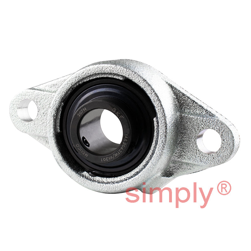 SKF FYT20TFVA201 Y Bearing Two Bolt Oval High Temperature Flange Unit Housing with Steel Cage Insert for Metric Shaft 20mm