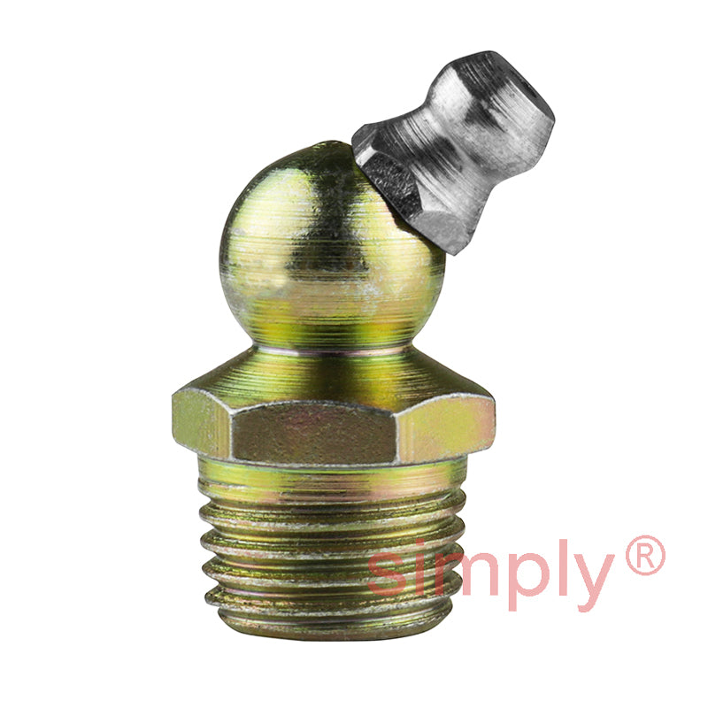 1/4x26 BSF Hardened Mild Steel Zinc Plated 45 deg Hydraulic Grease Nipples - Pack of 500