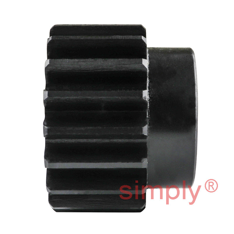 SSB20/18B-12 Metric EN8 Spur Gear 18 Tooth 2 Mod Pilot Bored 14mm Or Smaller (H8) Black Oxide Finish